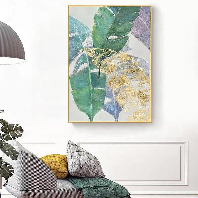 Hand-Painted Banana Leaf Gold Foil Painting - Ideal Place Market