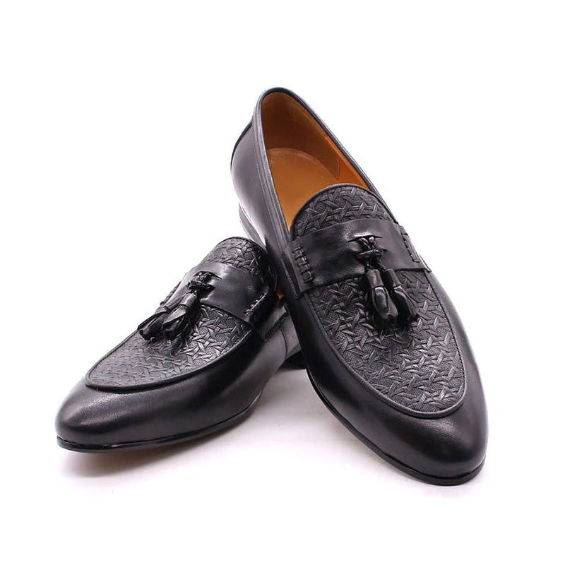 Hand Painted Cowhide Tassel Loafers for Men - Ideal Place Market