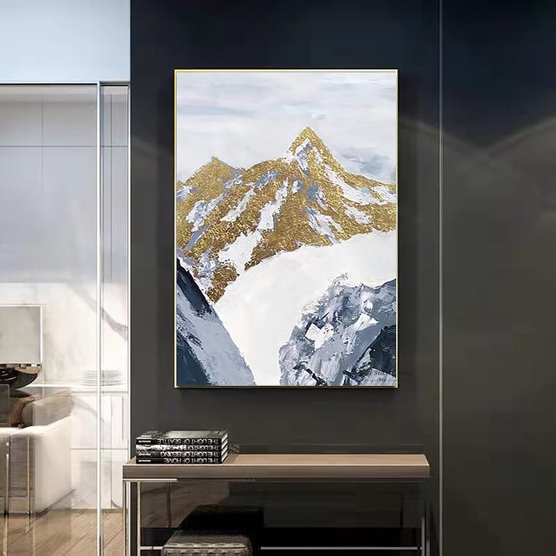 Hand-Painted Gold Leaf Minimalist Landscape Painting - Ideal Place Market