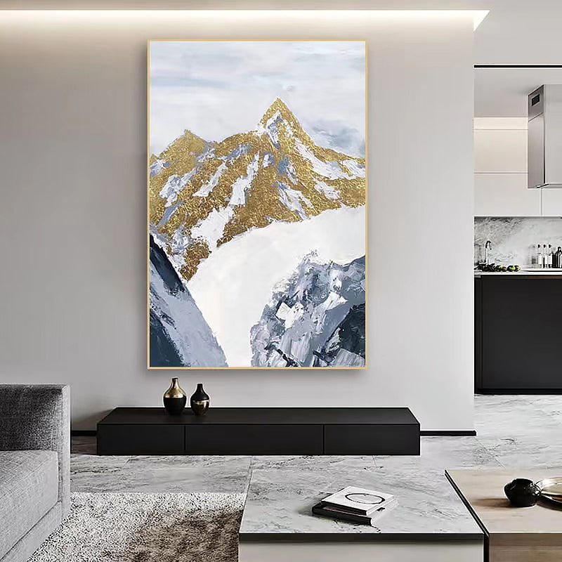 Hand-Painted Gold Leaf Minimalist Landscape Painting - Ideal Place Market