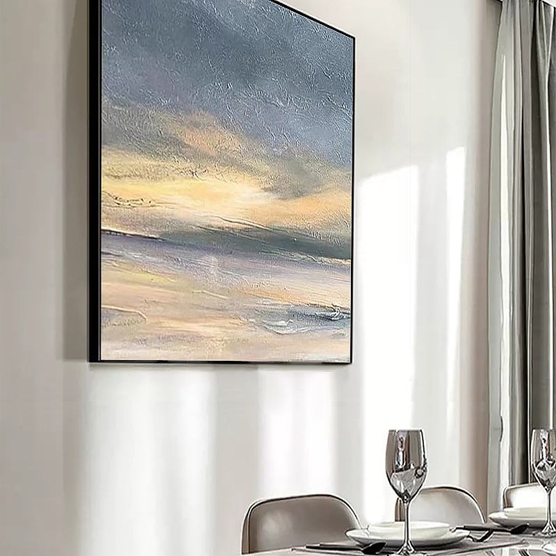 Hand-Painted Minimalist Skyscape Painting on Canvas