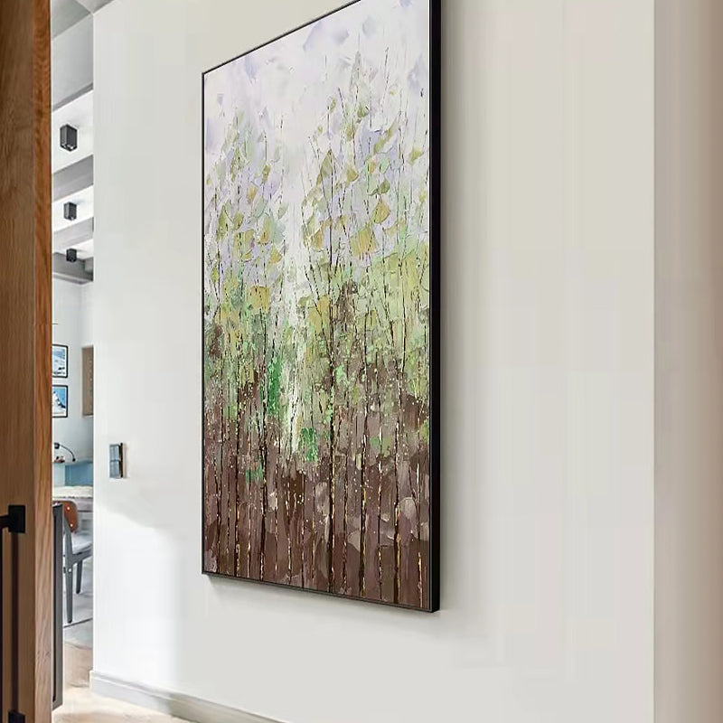 Hand-Painted Minimalist Wooded Acres on Canvas