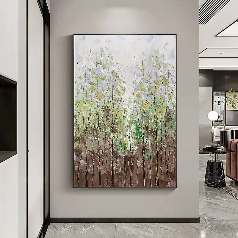 Hand-Painted Minimalist Wooded Acres on Canvas