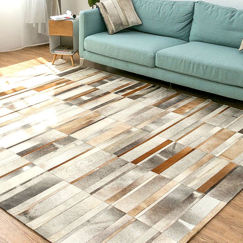 Hand Stitched Block Patchwork Cowhide Area Rugs - Ideal Place Market