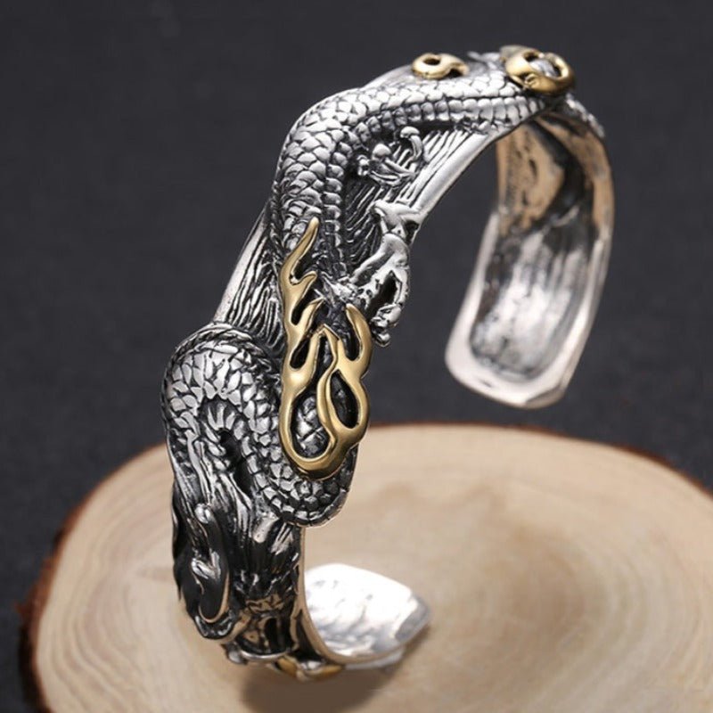 Handcrafted Dragon Bangle in S925 Sterling Silver - Ideal Place Market