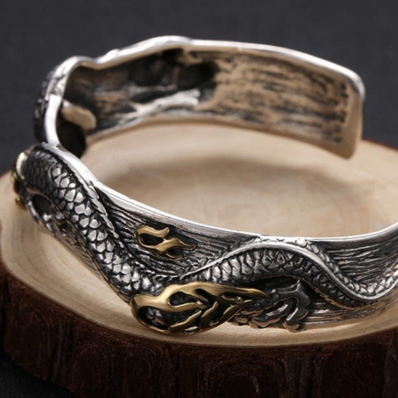 Handcrafted Dragon Bangle in S925 Sterling Silver - Ideal Place Market