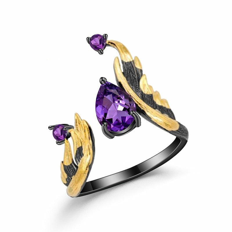 Handmade 1.43ct Natural Amethyst & Silver Adjustable Ring - Ideal Place Market