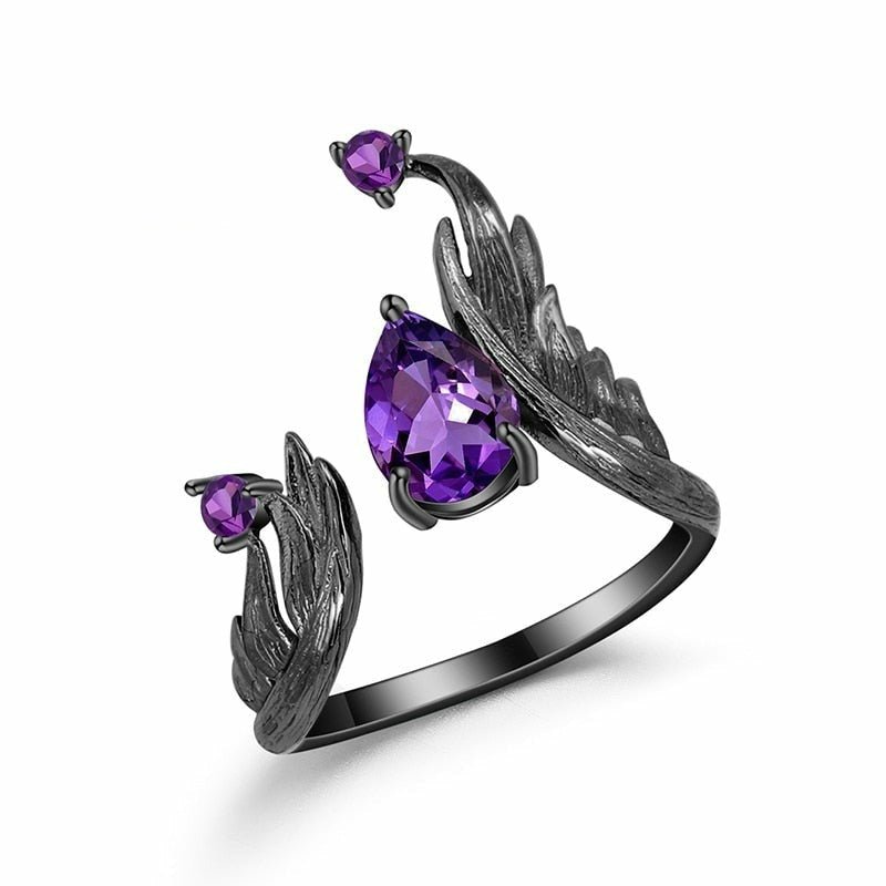 Handmade 1.43ct Natural Amethyst & Silver Adjustable Ring - Ideal Place Market