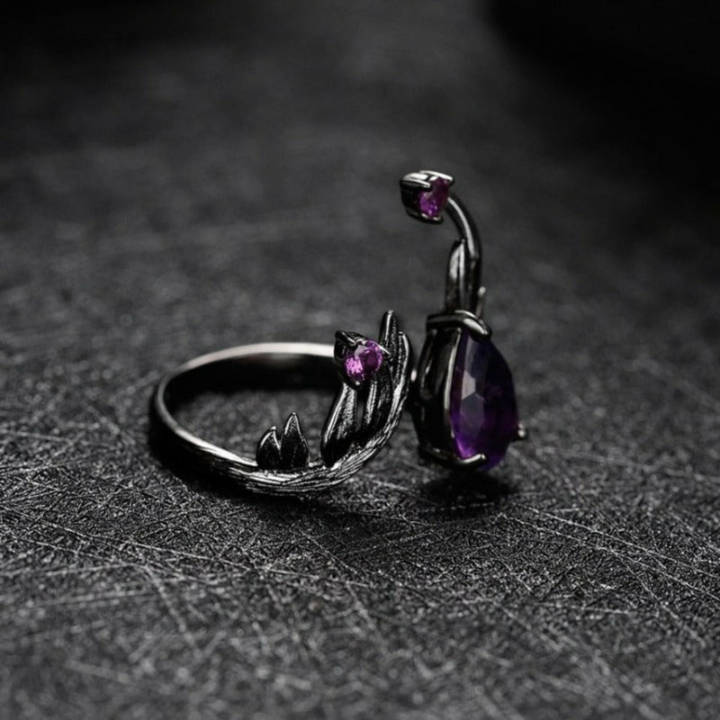 Handmade 1.43ct Natural Amethyst & Silver Adjustable Ring - Ideal Place Market