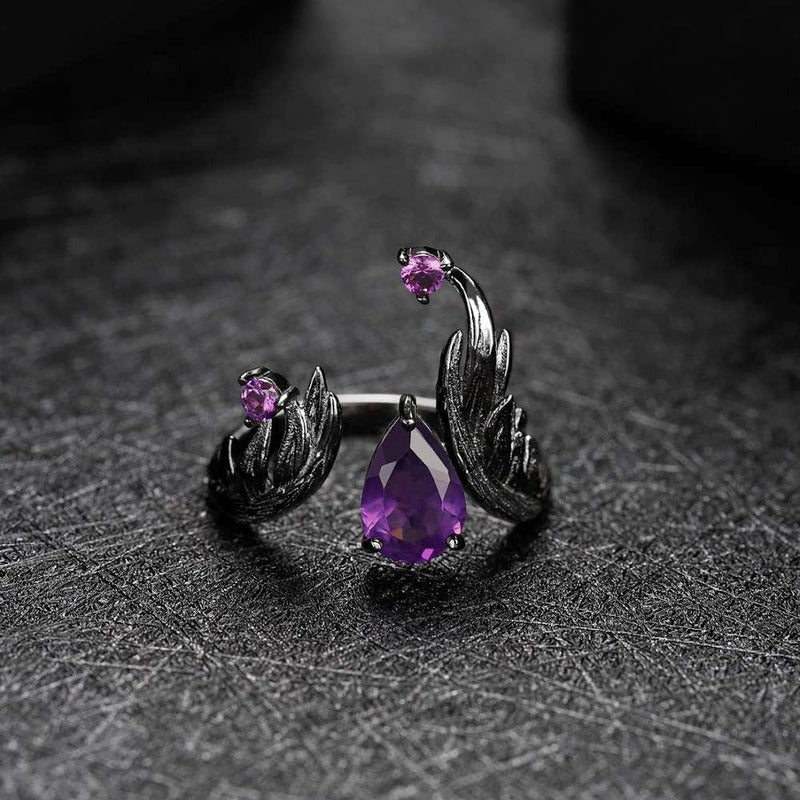 Handmade 1.43ct Natural Amethyst & Silver Adjustable Ring - Ideal Place Market