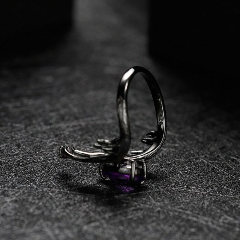 Handmade 1.43ct Natural Amethyst & Silver Adjustable Ring - Ideal Place Market