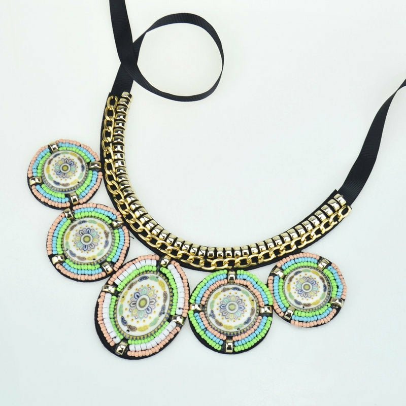 Handmade Bohemian Beaded Collar Necklace - Ideal Place Market