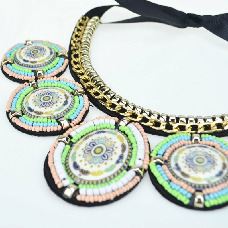 Handmade Bohemian Beaded Collar Necklace - Ideal Place Market