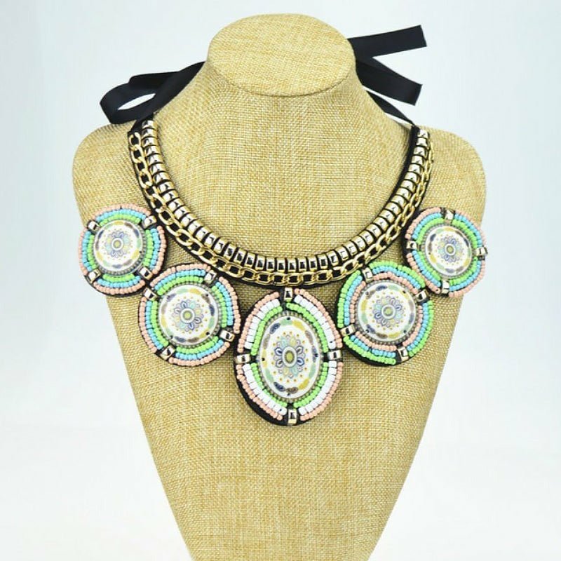 Handmade Bohemian Beaded Collar Necklace - Ideal Place Market