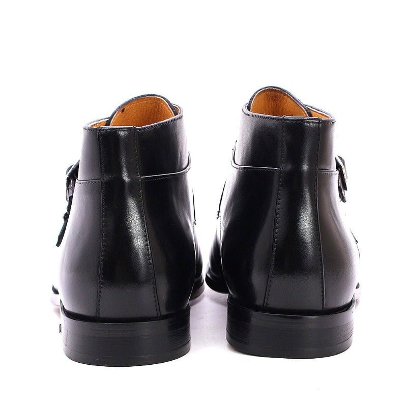 Handmade Buckle-Up Leather Ankle Boots for Men - Ideal Place Market