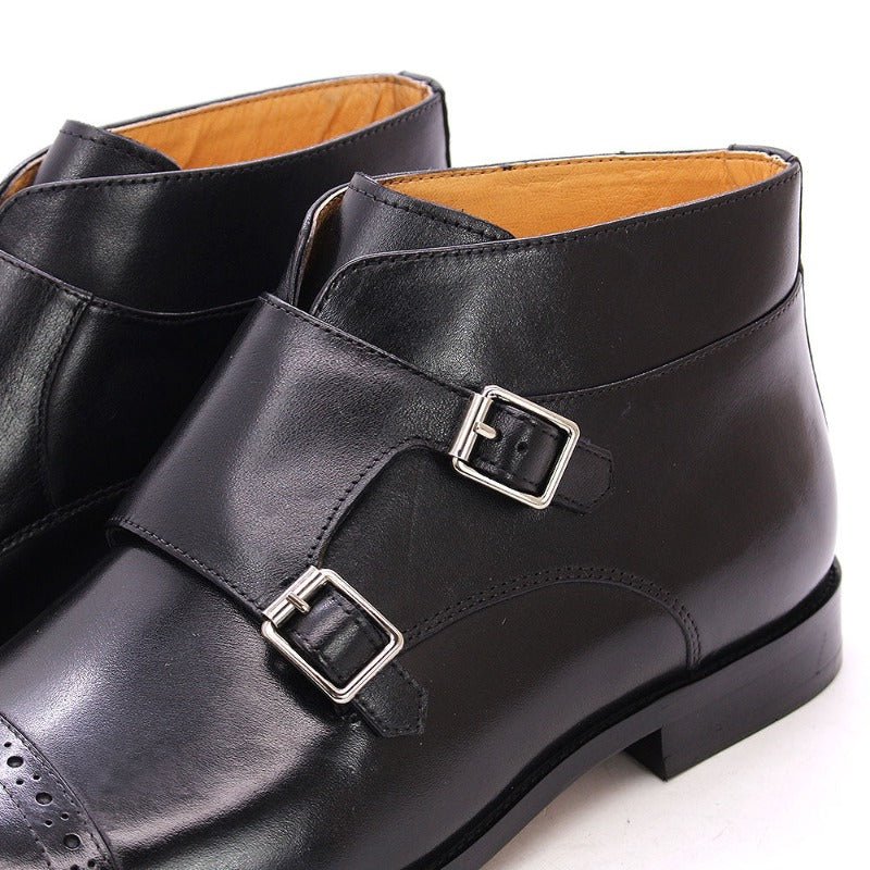 Handmade Buckle-Up Leather Ankle Boots for Men - Ideal Place Market