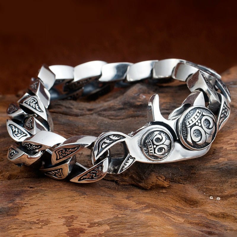 Handmade Crowned Thai Silver Link Bracelet - Ideal Place Market