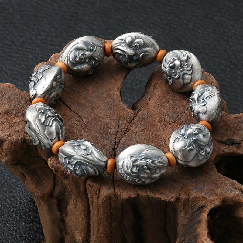 Handmade Eighteen Arhat S999 Silver Bracelet - Ideal Place Market