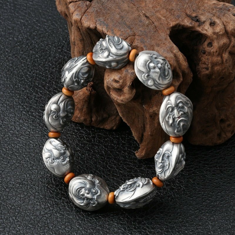 Handmade Eighteen Arhat S999 Silver Bracelet - Ideal Place Market