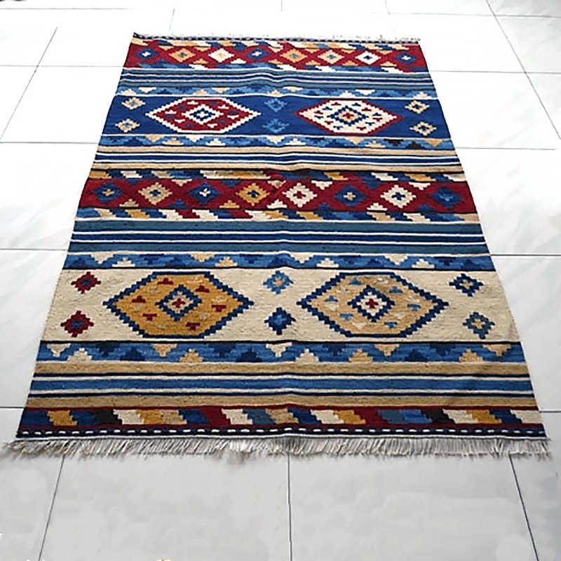 Handmade Moroccan Blue Traditional Kilim Rug in 2 Sizes - Ideal Place Market