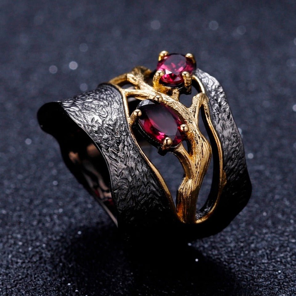 Handmade Natural Rhodolite Garnet & S925 Ring - Ideal Place Market