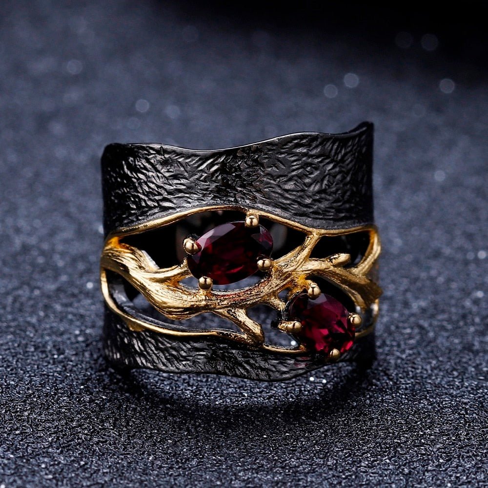 Handmade Natural Rhodolite Garnet & S925 Ring - Ideal Place Market