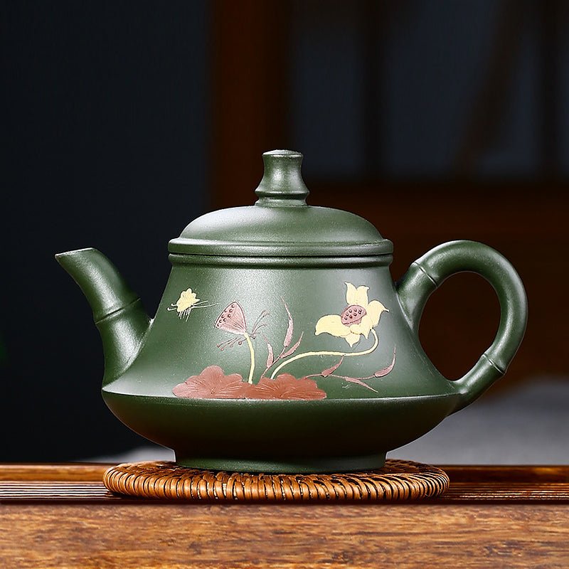 Handmade & Painted Ore Green Yixing Teapot 230ml - Ideal Place Market