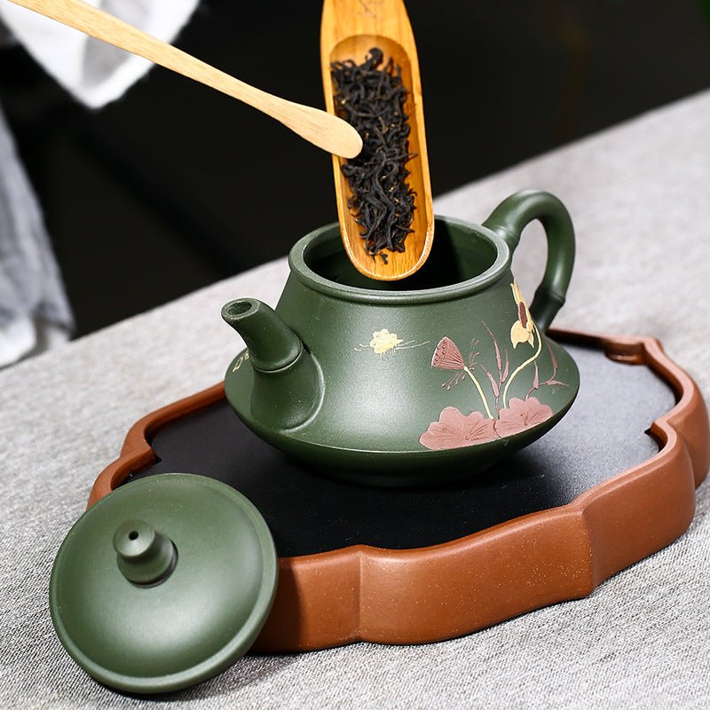 Handmade & Painted Ore Green Yixing Teapot 230ml - Ideal Place Market