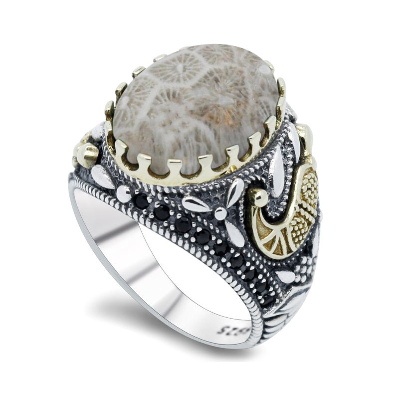 Handmade Petoskey Stone & S925 Silver Ring - Ideal Place Market