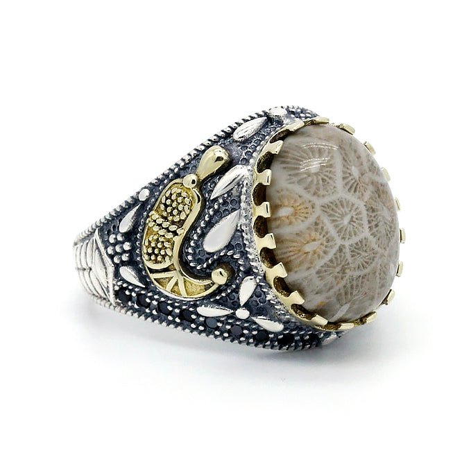 Handmade Petoskey Stone & S925 Silver Ring - Ideal Place Market