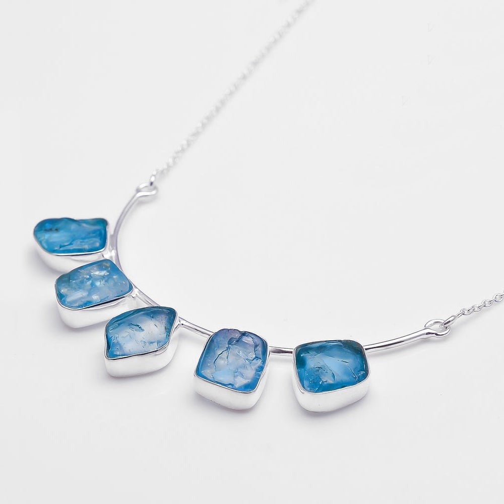 Handmade Rough Blue Apatite S925 Necklace - Ideal Place Market