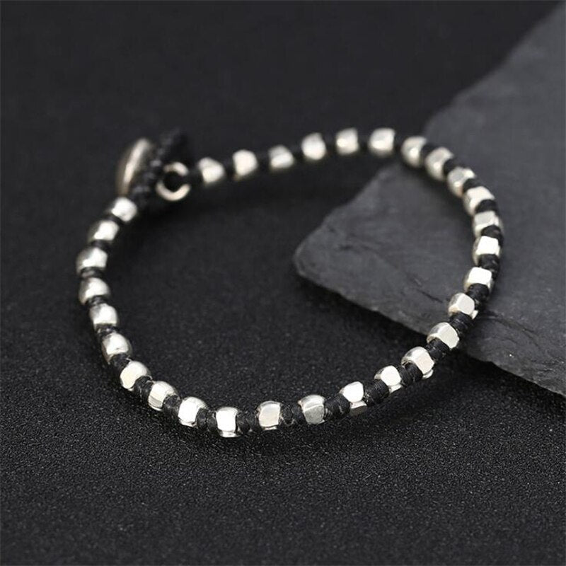 Handmade S925 Silver & Leather Rope Bracelet - Ideal Place Market