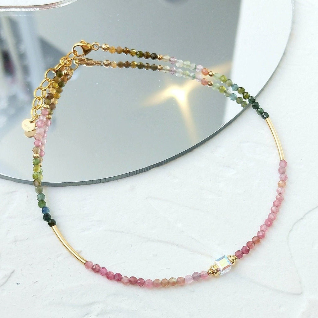 Handmade Tourmaline & Freshwater Pearl 14k Gold Filled Anklet - Ideal Place Market