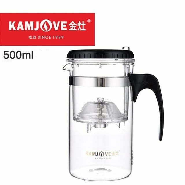 Heat-resistant Glass Teapot with Infuser & Finger-Press Control Valve - 500-1000ml - Ideal Place Market