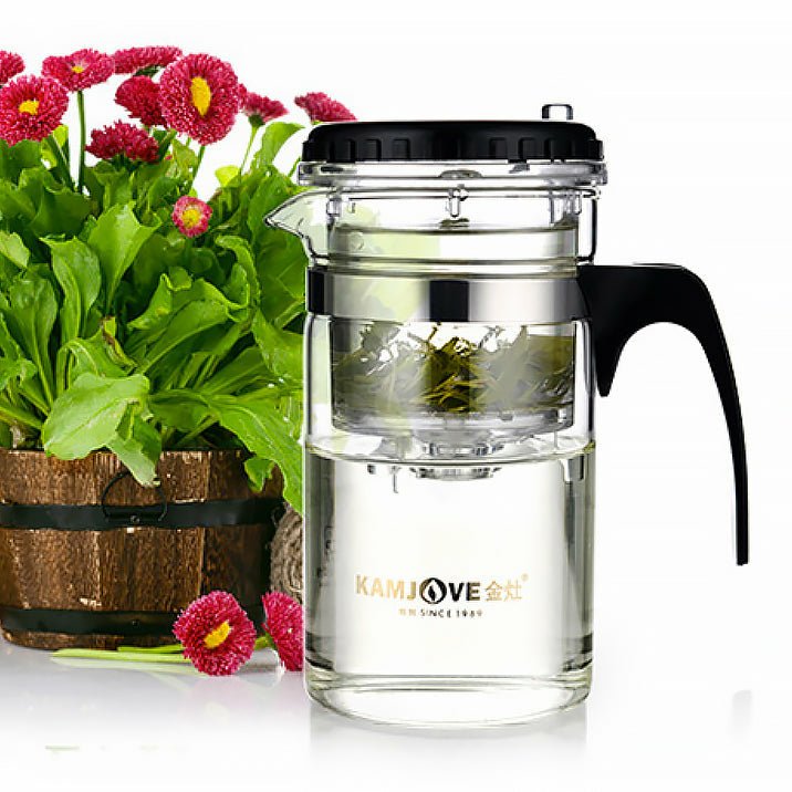 Heat-resistant Glass Teapot with Infuser & Finger-Press Control Valve - 500-1000ml - Ideal Place Market