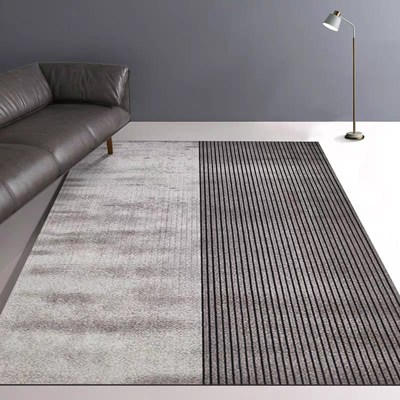 Heather Gray & Black Striped Low Profile Rug - Ideal Place Market