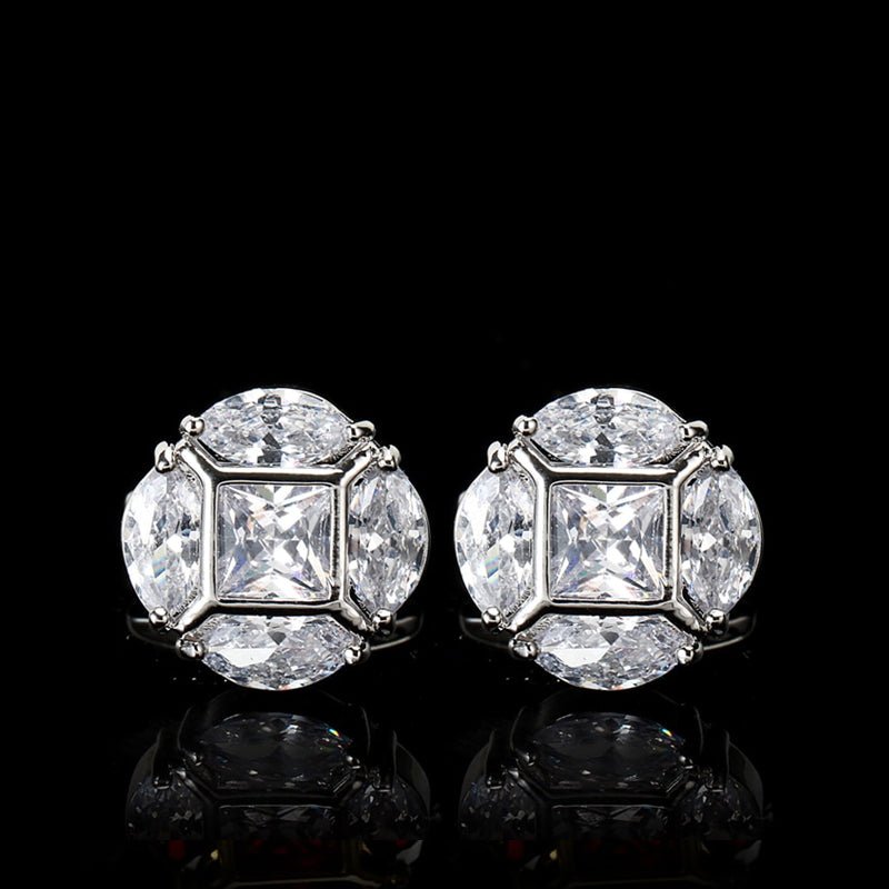 High Polish Metal & Rhinestoned Cufflinks - 6 Styles - Ideal Place Market