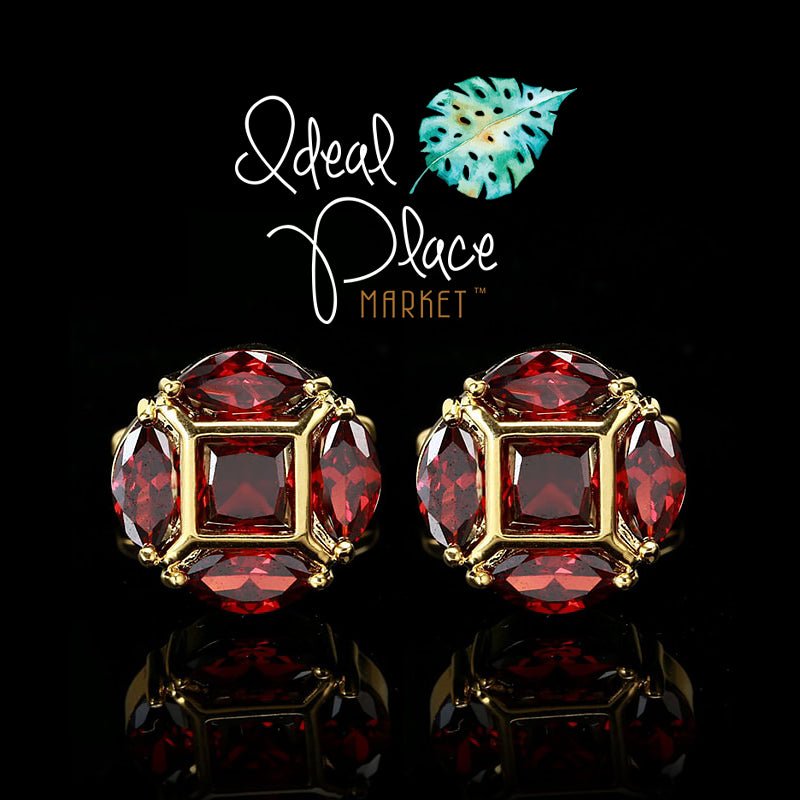 High Polish Metal & Rhinestoned Cufflinks - 6 Styles - Ideal Place Market