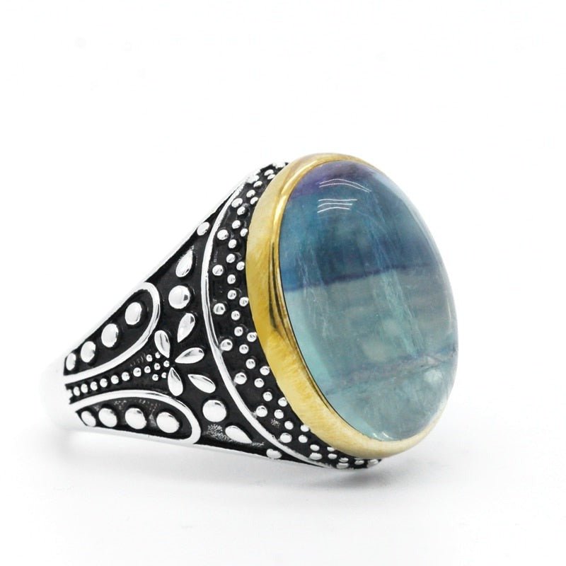 Ice Blue Natural Flourite in Handcrafted S925 Silver Ring - Ideal Place Market