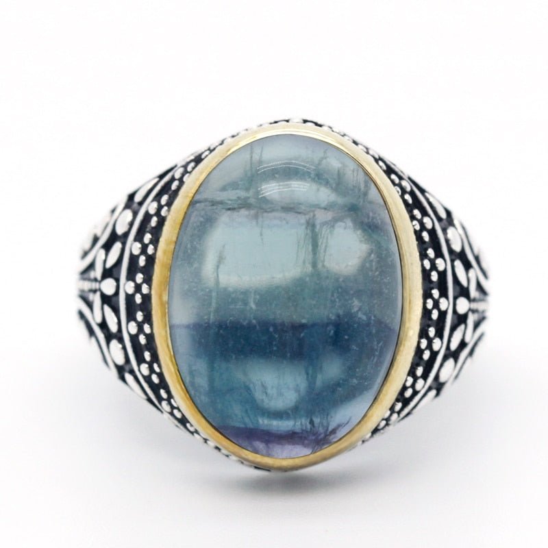 Ice Blue Natural Flourite in Handcrafted S925 Silver Ring - Ideal Place Market