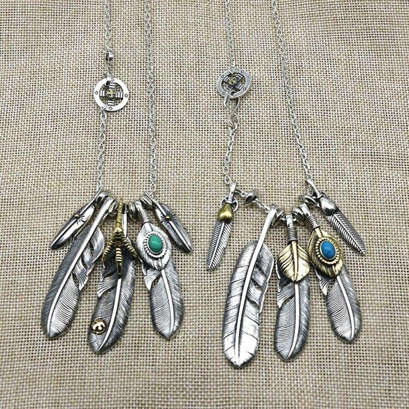 Iconic North American Eagle Feather Silver Necklace 50-75cm - Ideal Place Market