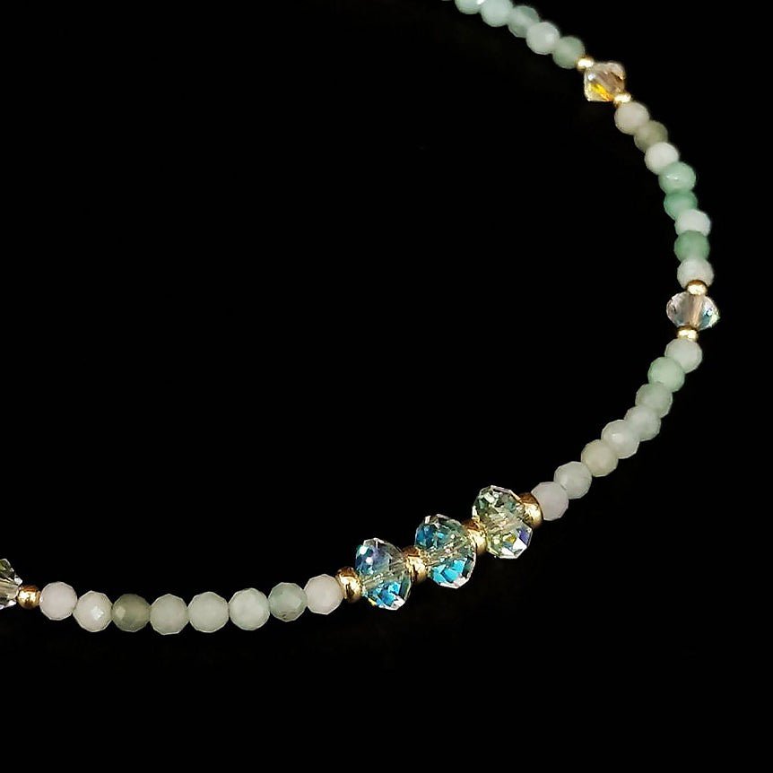 Imperial Jade & Austrian Crystal 14K Gold Filled Anklet - Ideal Place Market