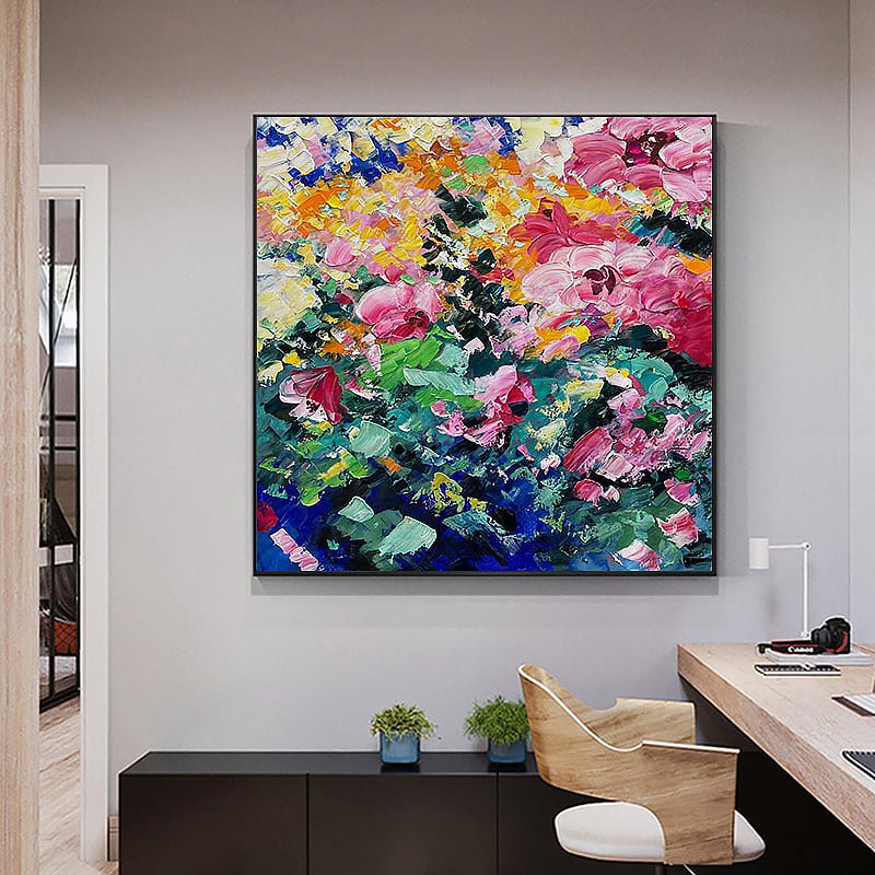 Impressionist 'Flower Bouquet' Knife Painting on Canvas - Ideal Place Market