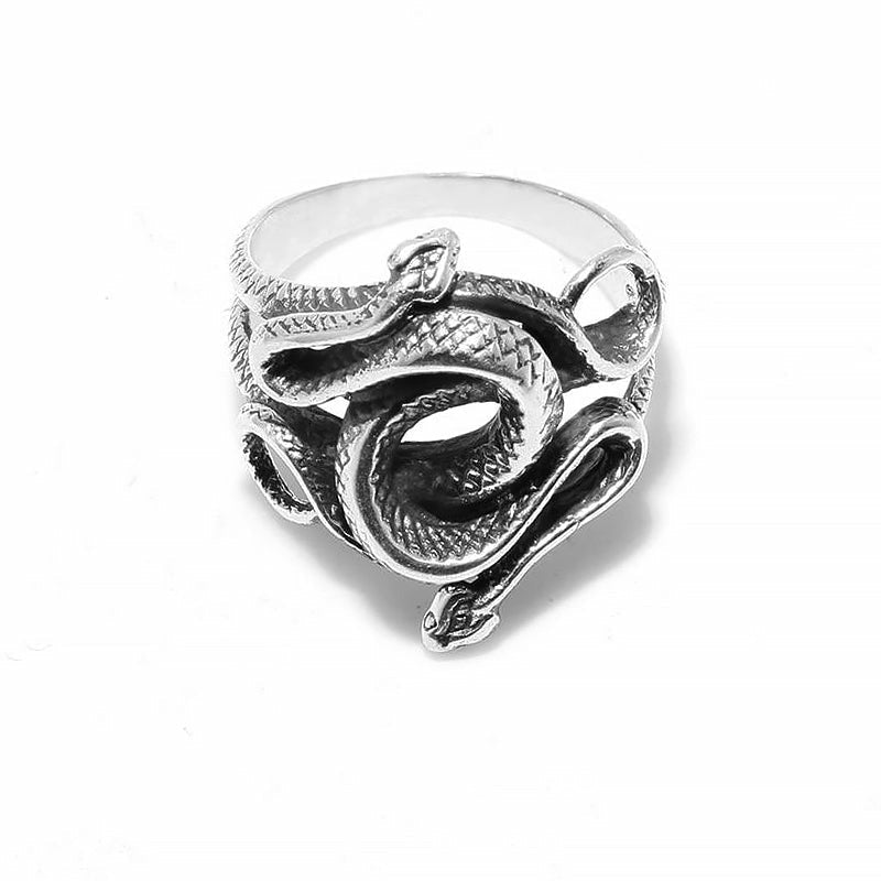 Intertwined Snakes Ring in Thai Silver - Ideal Place Market