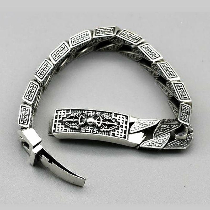 Intricately Detailed Sterling Silver Men's Bracelet - Ideal Place Market