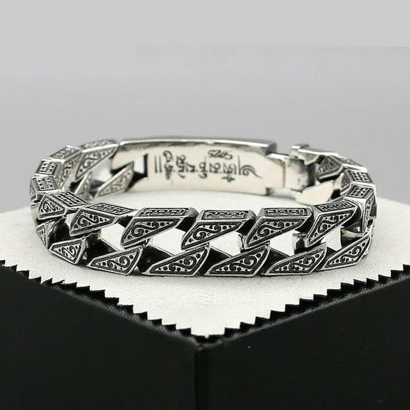 Intricately Detailed Sterling Silver Men's Bracelet - Ideal Place Market