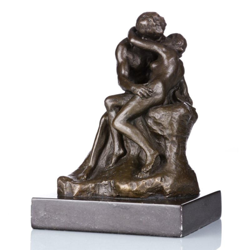 Kissing Couple Bronze Sculpture with Marble Base - Ideal Place Market