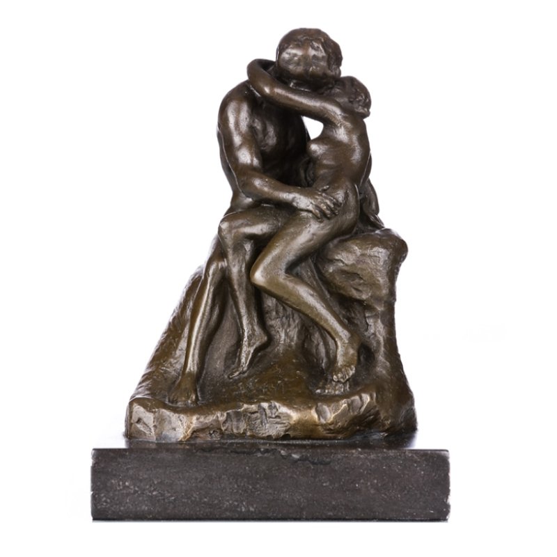 Kissing Couple Bronze Sculpture with Marble Base - Ideal Place Market