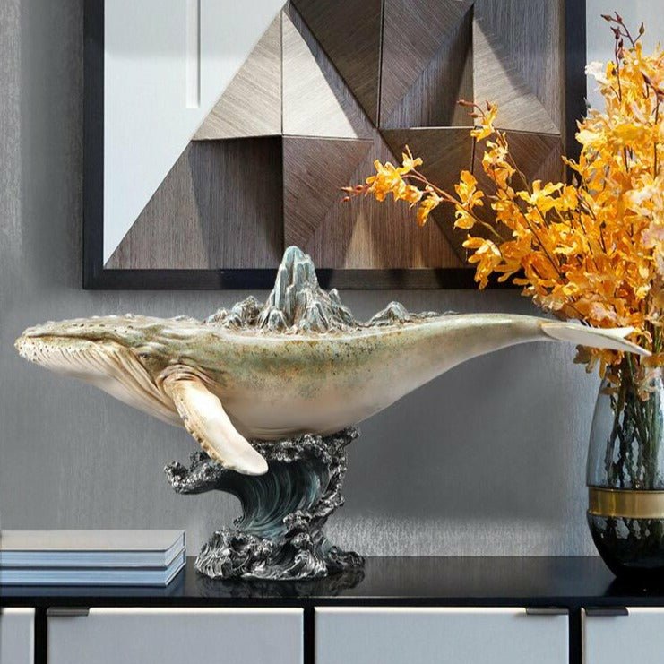 Majestic Blue Whale Contemporary Sculpture - 3 Detailed Finishes - Ideal Place Market