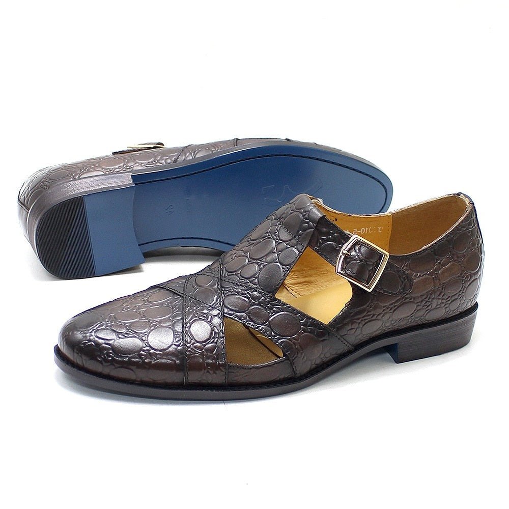 Men's Buckled Crocodile Pattern Sandals - Ideal Place Market